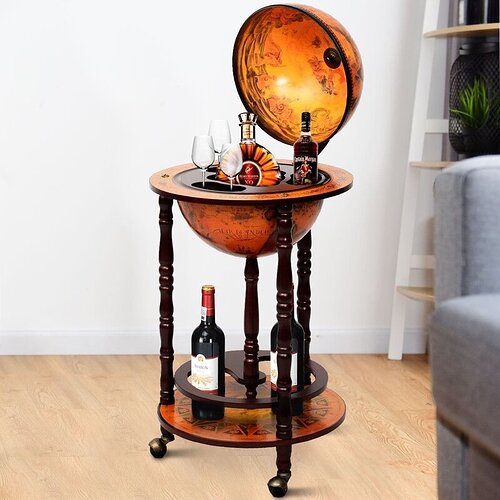 16Th+Century+Wood+Globe+Wine+Bar+Stand